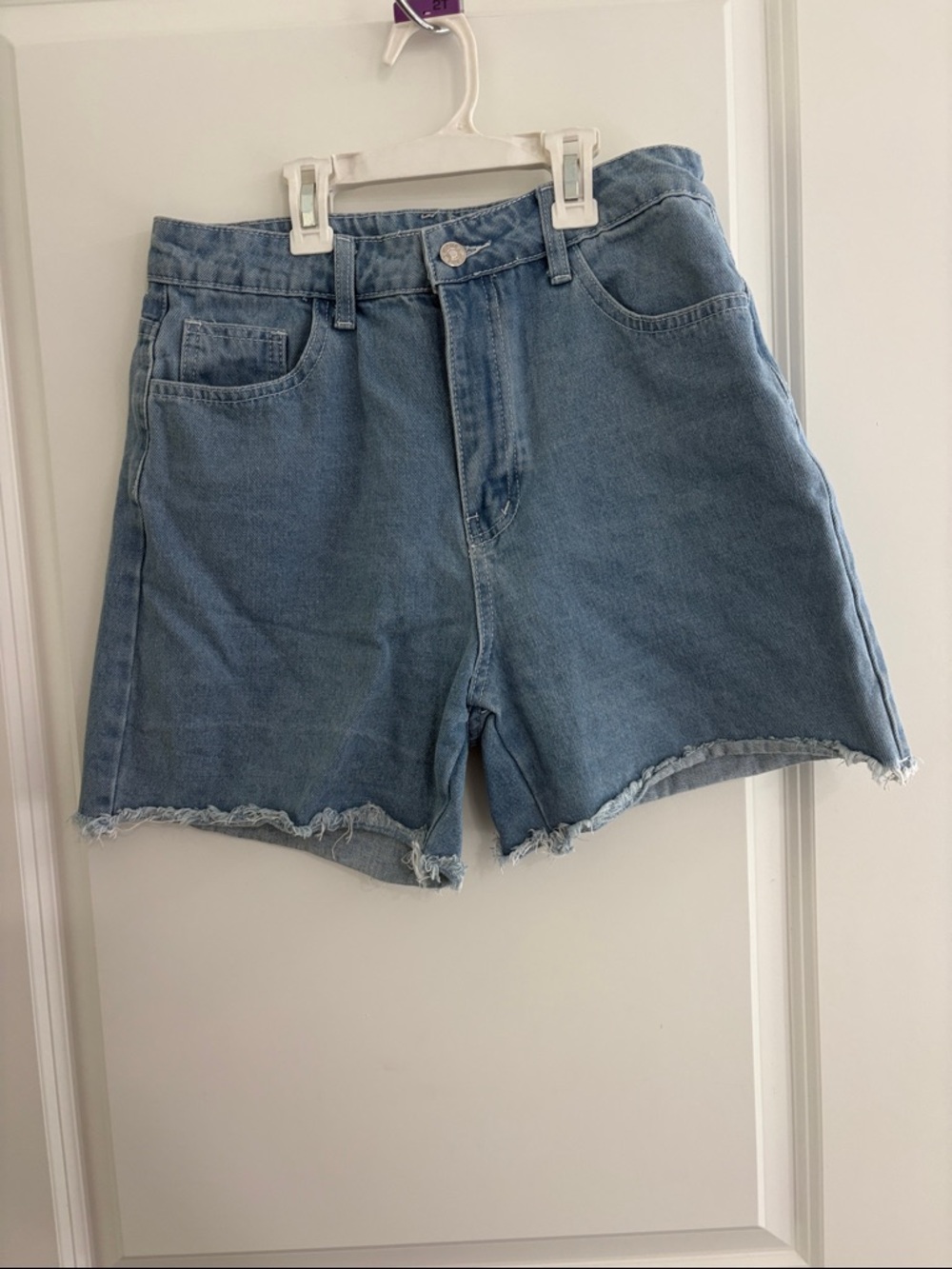 Light Blue Denim Cutoff Shorts - Women